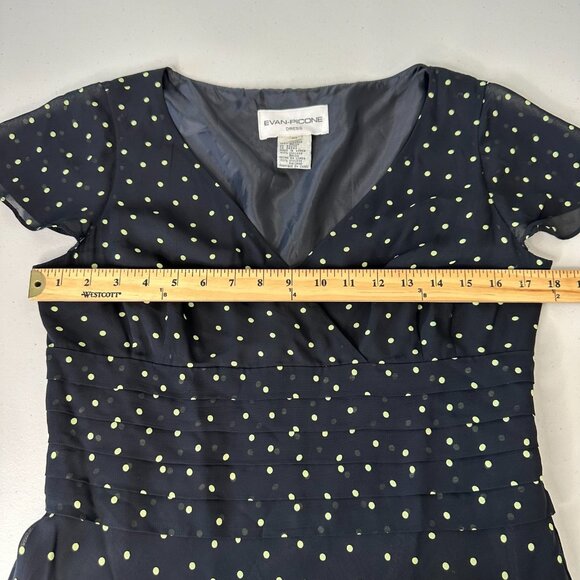 Vintage Evan Picone Polka Dot Midi Dress Sz 10 Black Whimsigoth - Picture 6 of 11
